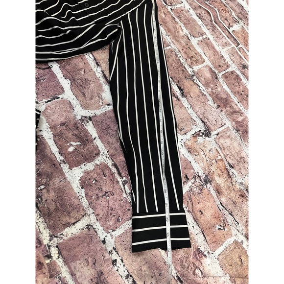 Lauren Ralph Lauren Black White Striped Long Sleeve Shirt Dress Size 6 Collared - Picture 16 of 16